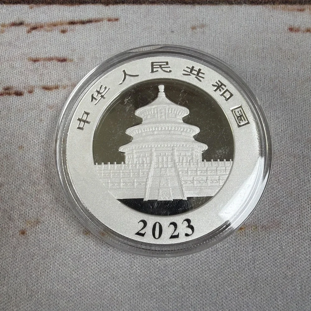 2023 China 30 Gram 10 Yuan Silver Panda Coin .999 Fine Bullion BU Direct Fit Cap